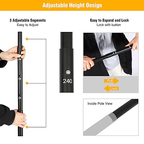 Aluminum Adjustable Heavy Duty Camping Tarp Poles, 36in to 95in Telescoping Aluminum Portable Awning Poles for Camping, Backpacking, Hiking (Black, Set of 2)