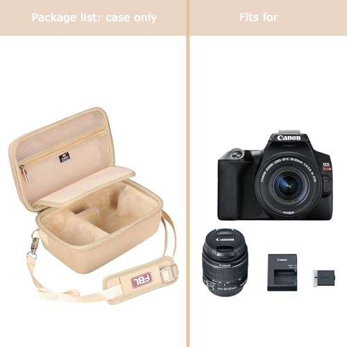 FBLFOBELI EVA Camera Case for Canon EOS Rebel T7/T8i/T5/R50/R100 | Hard EVA Shell, Shockproof & Water-Resistant, Custom Molded Interior, Detachable Shoulder Strap, Travel Storage Bag, Khaki - color: Khaki