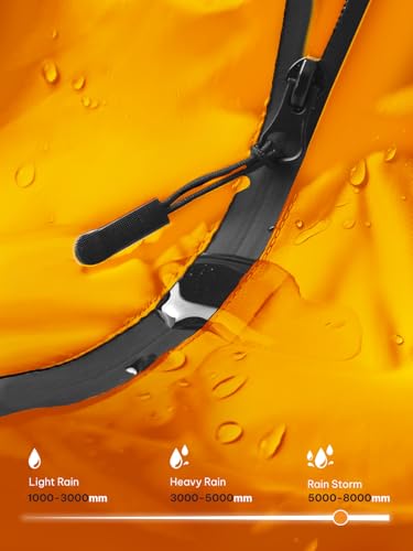 SaphiRose Adult Rain Poncho Waterproof Hooded Zipper Raincoat with Pockets - color: Orange