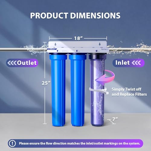 iSpring WCB32CKS+AHPF12MNPT12X2 Heavy Metals Whole House Water Filter System w/ 3/4'' Push-Fit Braided Stainless Steel Hose Connectors, Reduces Lead, Chloramine, PFAS, Chlorine, Sediment - color: Clear 1st Stage Filtration System, style: PFAS & Heavy Meta