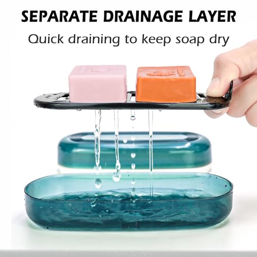 AIDIMMING Shampoo Bar Holder & Large Travel Soap Case with Drain Tray | Clear shampoo bar travel case for shampoo and conditioner bars or one 10 oz soap bar, with a removable drain tray ( Blue) - color: Blue-large, size: Large