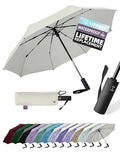 Windproof Travel Umbrella for Rain - 43" Compact Folding Umbrella, Reinforced Strong Frame, Lightweight Portable Parasol with UPF 100+ UV Sun Protection, Cruise Ship Essentials - color: 1-Beige