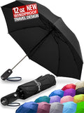 Raintrend Windproof Travel Umbrellas for Rain Automatic +10% Bigger Canopy Strong Frame Compact Folding Portable Umbrella for Women Men Backpack Purse - color: A1 Black&Black1