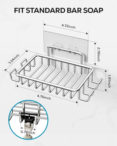 Nieifi Bar Soap Holder for Shower Wall, Adhesive Soap Dish for Bathroom | Stainless steel, 2 pack, razor holder, soap dish for shower, wall mounted, soap caddy, sponge holder, rustproof, silver - color: A-silver, size: 2 Pack