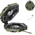 Cofiyard Propane 2-Burner Camping Stove with Carrying Bag and Gas Stove Pressure Regulator, Camping Essentials Folding Camp Stove with Flick-Style Ignition for Backpacking, Outdoor Cooking, Tailgating - color: Green