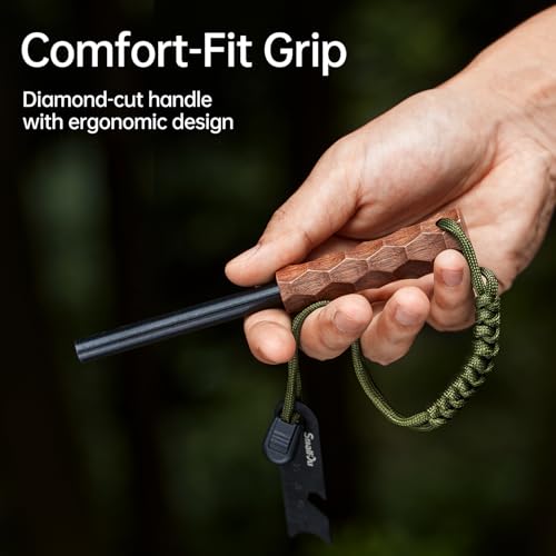 Ferro Rod Fire Starter, Survival Flint and Steel Fire Starter Kit for Hiking, Bushcraft,Camping Essentials Gear, Emergency Supplies - Ideal Gift for Explorers - color: Beech
