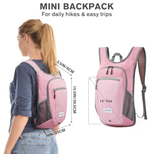 G4Free 10L/15L Hiking Backpack Lightweight Packable Hiking Daypack Small Travel Outdoor Foldable Shoulder Bag - color: Pink Checkered, size: 10L
