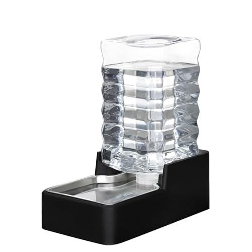 RIZZARI 8L Dog Water Dispenser: Leak-Proof Gravity Refill Waterer - color: Black without Filter, size: 8L