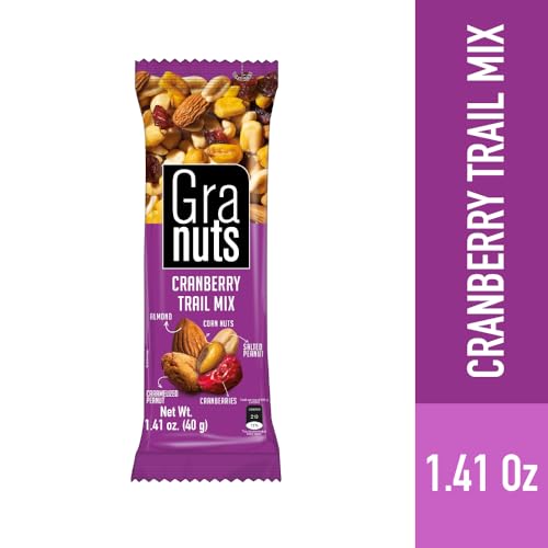 Granuts Cranberry Trail Mix, Sweet and Salty, 1.41 oz (12 Pack) - size: 1.76 Ounce (Pack of 12)