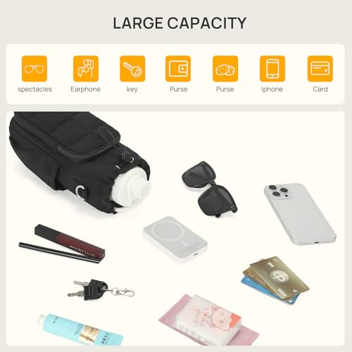 Telena Water Bottle Holder with Strap RFID Crossbody Bags for Women | for Walking, Hiking, Cycling - color: Z-Black