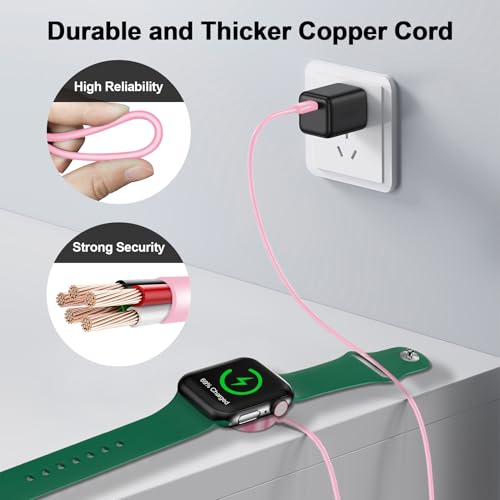 2026 Upgraded for Apple Watch Charger Magnetic USB C Fast Charging Cable | Wireless iWatch Chager Cable Dual-Chip Compatible with Apple Watch Series Ultra/SE/11/10/9/8/7/6/5/4/3/2-3.3FT,Pink - color: Pink, size: 1.0M