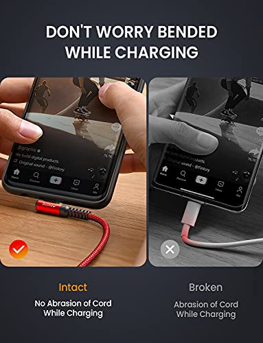 AINOPE 2-Pack USB C Cord 3.1A Fast Charge, [6.6ft+6.6ft] Type C Charging Cable Right Angle, Resistant Nylon Braided USB to USB C Cable Compatible Galaxy S10 S9 S8 Plus S21, LG V30,V20,G6 - color: Red, size: 6.6FT+6.6FT