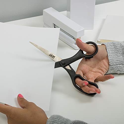 JAM PAPER Multi-Purpose Precision Scissors - 8 Inch - Black - Ergonomic Handle & Stainless Steel Blades - Sold Individually - color: Black, size: Standard (8 Inch)
