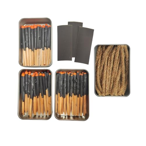 eGreen 3" Waterproof Camping Matches: 60 Ct, 2" Head & 20 x 4 in Wax Ropes | Stormproof matches burn up to 25 sec each; reignite after water/soil. 20 wax ropes: up to 240 min total for survival kits. - color: 3 X Tin Matches + 20 Wax Ropes