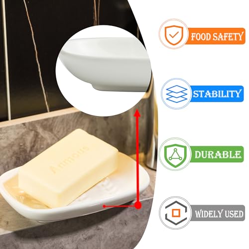 Miamolo Soap Dish Soap Holder Shower, Ceramic Soap Dishes for Bar Soap Sponge, Shower Soap Dish Soap Saver Tray for Bathroom Kitchen Sink, Easy to Clean, White (Pack of 2) - color: White, size: Leaf Design (Pack of 2)