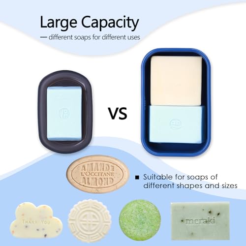 Silicone Travel Soap Bar Holder, Leak Proof Soap Case with Draining Layer, Portable Travel Soap Container for Shampoo & Conditioner Bar, Ideal for Bathroom, Gym, Camping (Blue) | Slip-Resistant Portable Bar Soap Holder for Shower Bathroom Gym Camping(Blue