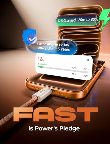 LISEN USB C Cable, 5-Pack [3.3/3.3/6.6/6.6/10FT] Orange for iPhone 17 Charger Cord, 60W C to C Cable Fast Charging for iPad, iPhone 17 Air 16 15 Pro Max, Samsung Z Flip 7/S25/S24 - color: Orange, size: 3.3+3.3+6.6+6.6+10FT