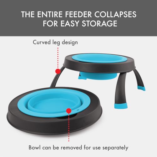 Dexas Pets Elevated Pet Feeder, Small, 1.5 Cup Capacity, Blue, Raised Pet Food and Water Bowl - color: Blue, size: Small/1.5 Cup Capacity
