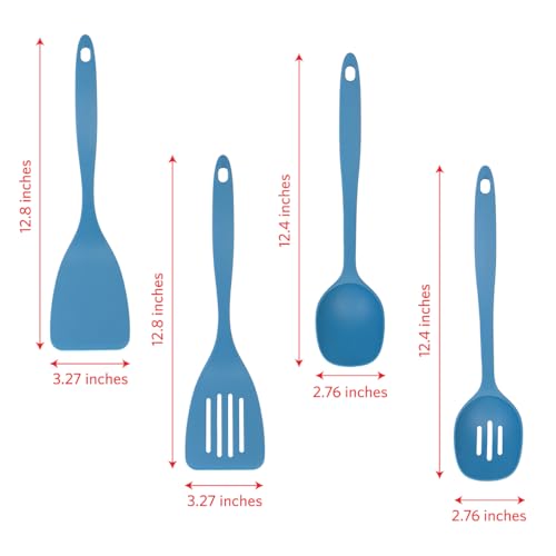 Glad Kitchen Utensils Set, 8pcs - Nonstick Cooking Tools with Utensil Holder - Nylon Spoon, Ladle, Skimmer, Spaghetti Server, and Turner Spatula Set - Dishwasher Safe, Blue - color: Blue, size: 8-piece Set