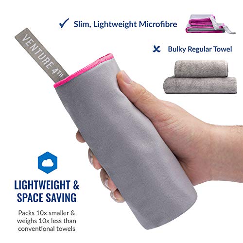 VENTURE 4TH Quick Dry Travel Towel, Ultra Soft Microfiber - 3 Sizes - color: Gray Pink, size: 72.00" x 31.50"