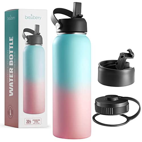 Stainless Steel Insulated Water Bottle and Travel Mug for Hot and Cold Beverages, Wide Mouth, Double Wall Insulated Hydration Sports Water Bottle for Hiking, Biking, Outdoor, 32 OZ BPA Free - color: Cotton Candy, size: 32 Ounces