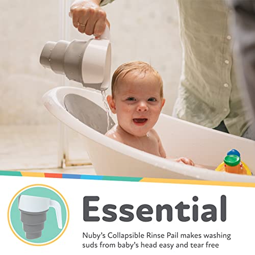 Nuby Collapsible Rinse Pail for Baby Bath Time - Collapsible Bucket with Easy Grip Handle to Rinse Baby Shampoo and Soap - Baby Essentials - size: (Pack of 1)