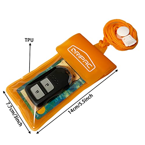 DRIPAC Waterproof Car Key FOB Case Bag Dry Holder Pouch For ID Badge Cash - color: Orange