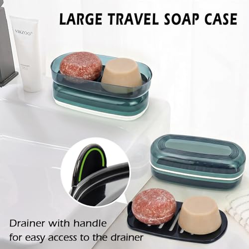 AIDIMMING Shampoo Bar Holder & Large Travel Soap Case with Drain Tray | Clear shampoo bar travel case for shampoo and conditioner bars or one 10 oz soap bar, with a removable drain tray ( Blue) - color: Blue-large, size: Large
