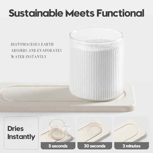 2Pack Diatomite Stone Sink Tray, Water Absorbing Faucet Mat for Kitchen & Bathroom Counter, Quick Dry Decorative Soap Dish Makeup Vanity Caddy,Dispenser Sponge Holder Organizer, Beige-8"x 3.8" - color: 2 Pack - Beige - 8"x 3.8"