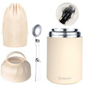 Thermo for Hot Food & Drinks, Thermo Lunch Box, 17oz Vacuum Insulated Food Container with Spoon&Drawstring Bag, Soup Thermo for Adults, White - color: White