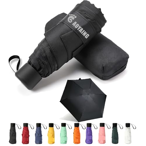 GAOYAING Compact Travel Umbrella with Case Sun&Rain Lightweight Small and Compact Suit for Pocket 34 Inches - color: Black, size: 2 PACK - 34 Inches