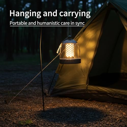 Camping Lantern, IPX4 Waterproof Touch Control LED Night Light, USB Rechargeable & Long Lasting Battery, Portable Hanging Tent Lamp for Outdoor Camping Hiking Backpacking,Silver Gray - color: Gray