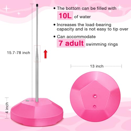 Pool Float Storage Rack Pool Float Holder Stainless Steel Equipment Holder Water Filling Base Portable Scalable Outdoor Rack for Swimming Outdoor Storage(13 x 59 in,Pink) - color: Pink, size: 13 x 59 in