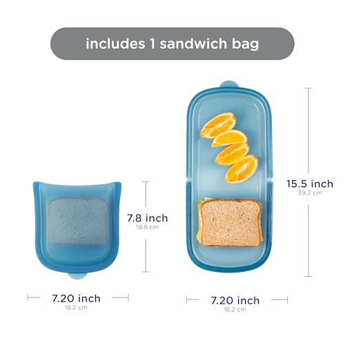 Ubbi Platemate Reusable Silicone Storage Bag, Juniper | Opens Flat as Placemat, Dishwasher & Freezer-Safe, Lunch Container, Leakproof Sandwich & Snack Bag, Easy to Clean, BPA-Free - color: Juniper Sandwich Bag