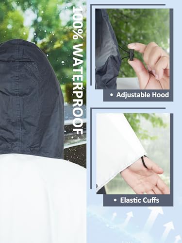 Unisex Hooded Rain Poncho, Waterproof Raincoat Jacket with pocket for Adult, Rain Coat for Outdoor Activities - color: Gradient Gray