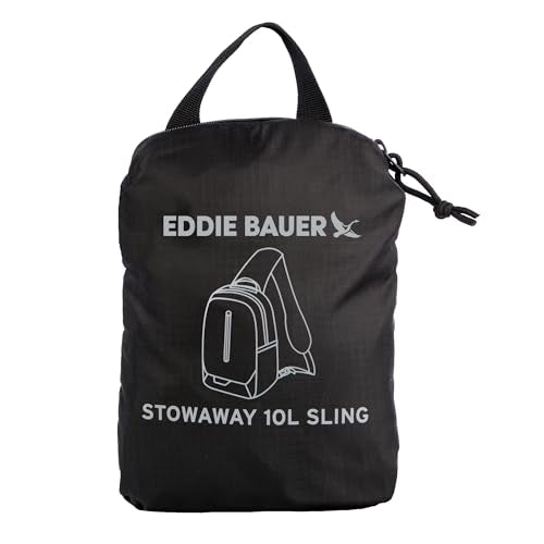 Eddie Bauer Stowaway Packable Sling Bag | Foldable | Travel | Outdoor | Lightweight | Compact | Everyday Carry | Ripstop Nylon | 10L - Onyx Black - color: Oynx Black