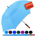 62/68/72 Inch Large Golf Umbrella Windproof Waterproof Auto Open | Oversized Double Canopy Vented, 210T Waterproof Pongee Fabric, Light Fiberglass Frame, Unique Red Foam Handle - color: Blue-Red Handle, size: 62"