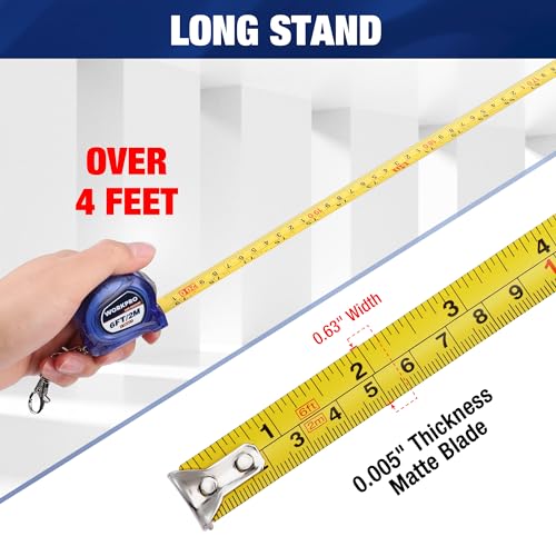 WORKPRO Keychain Tape Measure Set, 3 Pcs Inch/Metric Scale Easy Reading Mini Tape Measurement, 6FT Retractable Pocket Size Small Tape Measure for Engineer, Lightweight, ABS Protective Casing - color: Multicolored, size: 3 Pcs