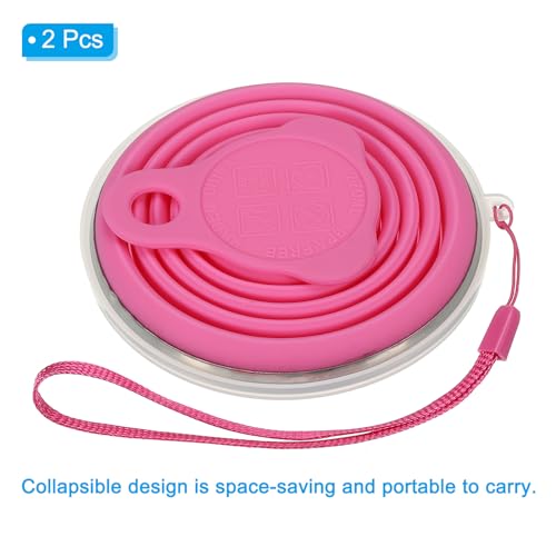 PATIKIL Collapsible Travel Cup, 2 Pack 270mL Travel Folding Cup with Lid Silicone Portable Drinking Cup for Traveling Camping, Rose Red - color: Rose Red