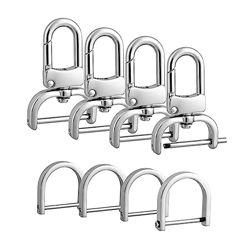 4pcs Detachable Snap Hook Swivel Clasp with 4pcs D-Rings Screw in Shackle for DIY Purse Strap Replacement (Silver,1 inch) - color: Silver, size: 1 inch
