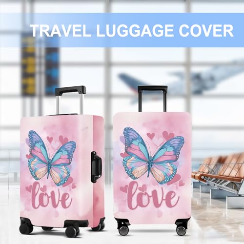 Butterflies And Letters Luggage Cover Washable Suitcase Cover Protector Fit 20-22 Inch Luggage Durable Travel Bag Cover with Zipper Closure S - color: butterflies and letters, size: S(20-22inch suitcase)