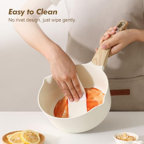 SENSARTE Ceramic Nonstick Sauce Pan with Lid, 1.5 Quart Small Saucepan, White Cooking Pot with Stay Cool Handle, Non toxic Kitchen Sauce Pot, Non stick Saucier Pan, Induction Pot, PFOA PTFE PFAS Free - color: Ceramic White, size: 1.5 Quarts