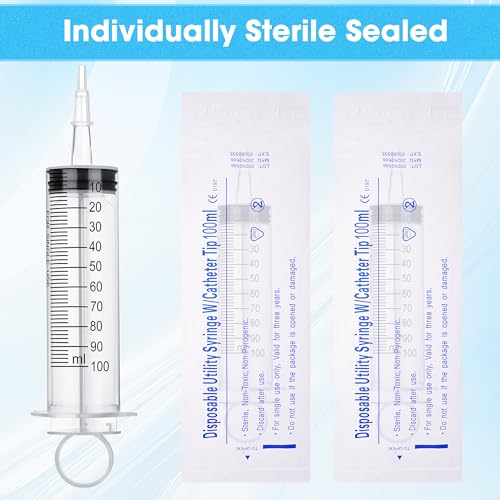 3 Pack 100mL Syringes, Large Plastic Syringe with Tip Adapter for Liquid, Dispensing, Watering, Scientific Labs,Measuring - style: 100 ml