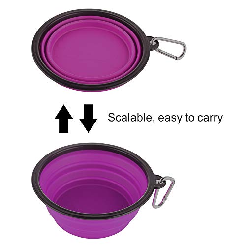 Guardians Large Collapsible Dog Bowls, 34oz Travel Water Food Bowls Portable Foldable Collapse Dishes with Carabiner Clip, 2 Pack (Blue + Purple) - color: 34oz-Blue&Purple