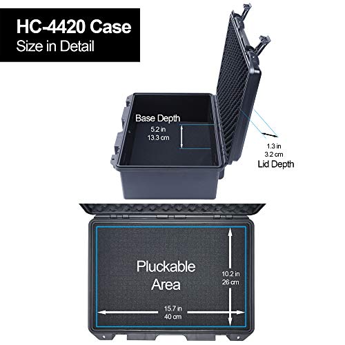 Lykus HC-4420 Waterproof Hard Case with Foam, Inner Size 15.75*10.24*5.91in - size: 15.75" × 10.24" × 5.91"