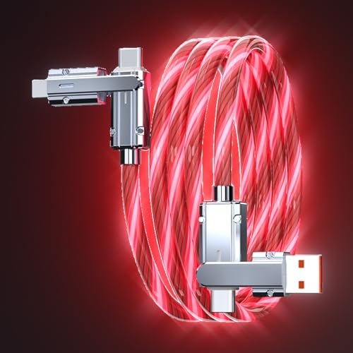 100W 4 in 1 LED Light Up Charging Cable,3.3FT Mecha Glow Fast Charging Cord USB A/C to C/Fruit Multi Charger Cable,for Phone17/16/15/14 Mac,Samsung S24 S23 S22(Red) - color: Red