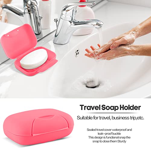 2 Pcs Plastic Soap Case Holder Container Box Home Outdoor Hiking Camping Travel Pink - color: Pink