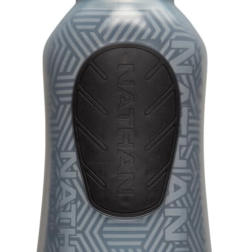 Nathan SpeedDraw 2 Insulated Handheld Running Water Bottle Flask – Double-Wall Insulation, Ergonomic Grip, Blast Valve Cap, Phone & Key Storage Pockets, Reflective Design - 18oz Insulated - Black - color: Black 18oz Insulated