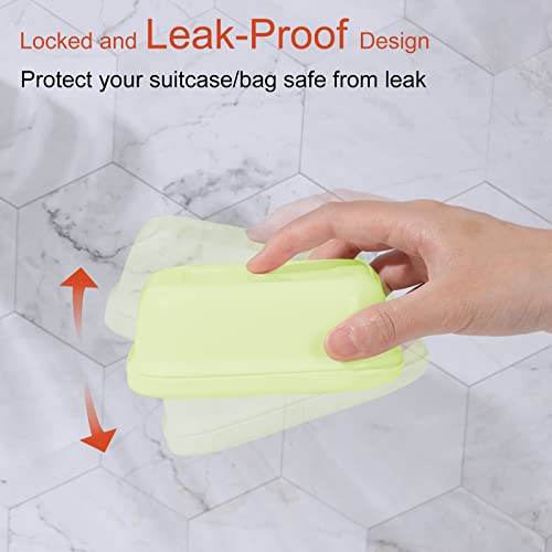 Quatish Leakproof Soap Dish with Lid & Draining Layer, Shatterproof Travel Bar Soap Holder Case Container, Portable Travel Size Toiletries Essentials for Camping, Gym, Bathroom, Green - color: Green, size: Medium