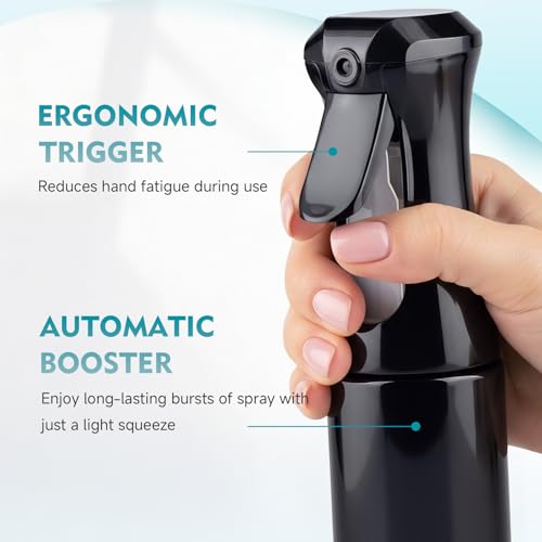 Continuous Spray Bottle for Hair, 6.8 OZ Ultra Fine Mist Spray Bottle - color: Whole Black
